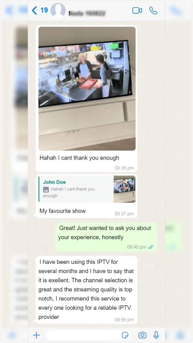 Скриншот отзыва клиента в WhatsApp