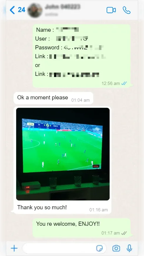 Скриншот отзыва клиента в WhatsApp